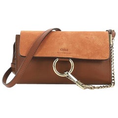Chloe Faye Shoulder Bag Leather and Suede Mini Chloe Faye Shoulder Bag Leather and Suede Mini