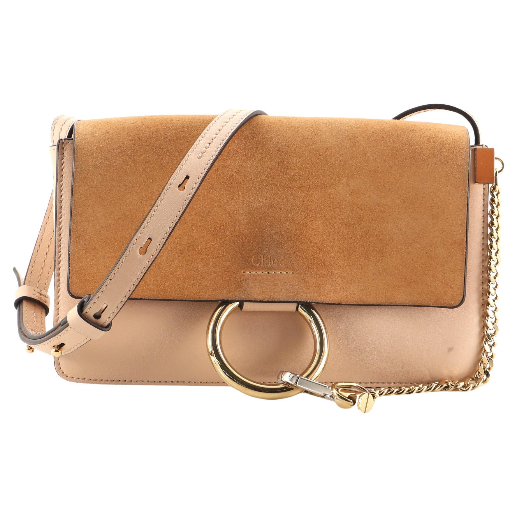 Chloe Faye Shoulder Bag Leather and Suede Small For Sale at 1stDibs