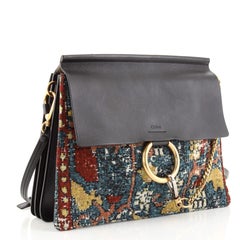 Chloe Faye Shoulder Bag Leather and Tapestry Medium