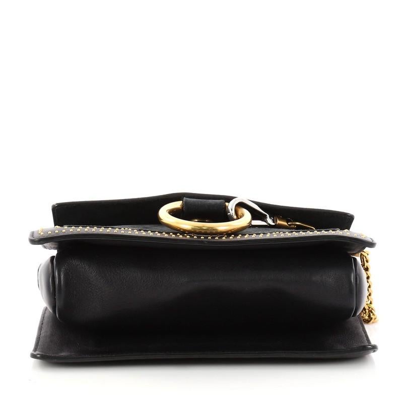 Women's Chloe Faye Shoulder Bag Studded Leather and Suede Small 