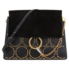 Chloe Faye Shoulder Bag Studded Suede Medium