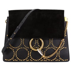 Chloe Faye Shoulder Bag Studded Suede Medium