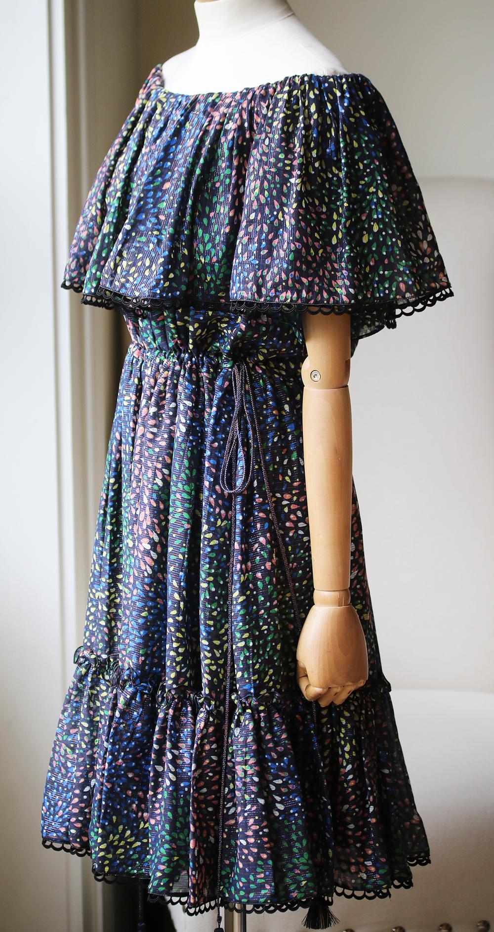 Black Chloé Firework Off-the-Shoulder Printed Cotton-Blend Mini Dress
