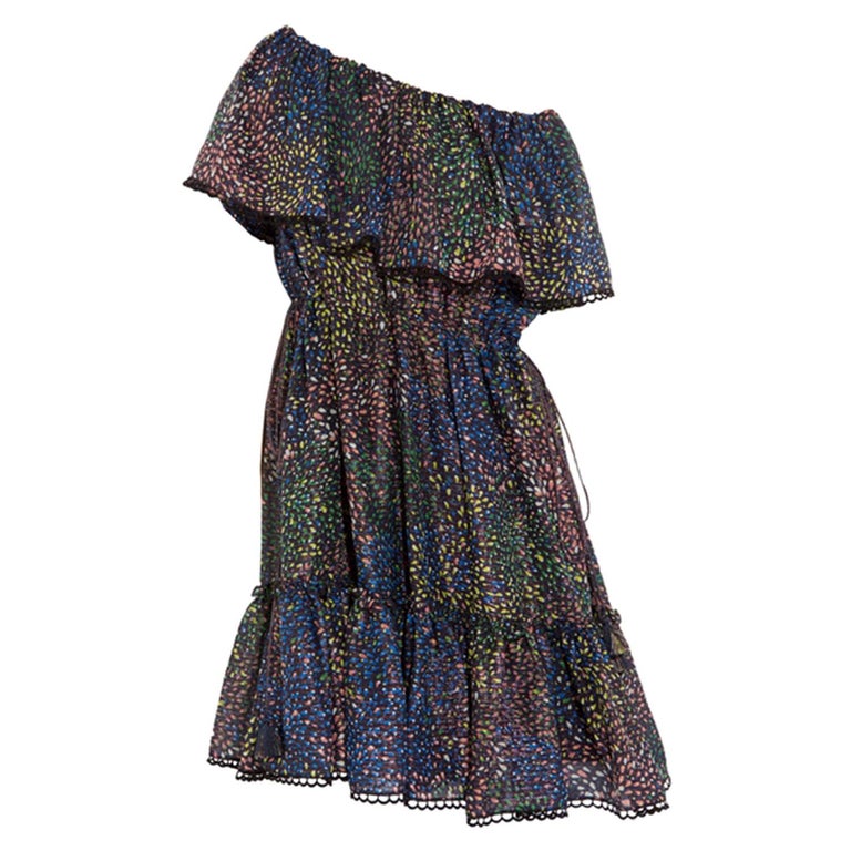 Chloé Firework Off-the-Shoulder Printed Cotton-Blend Mini Dress at 1stDibs