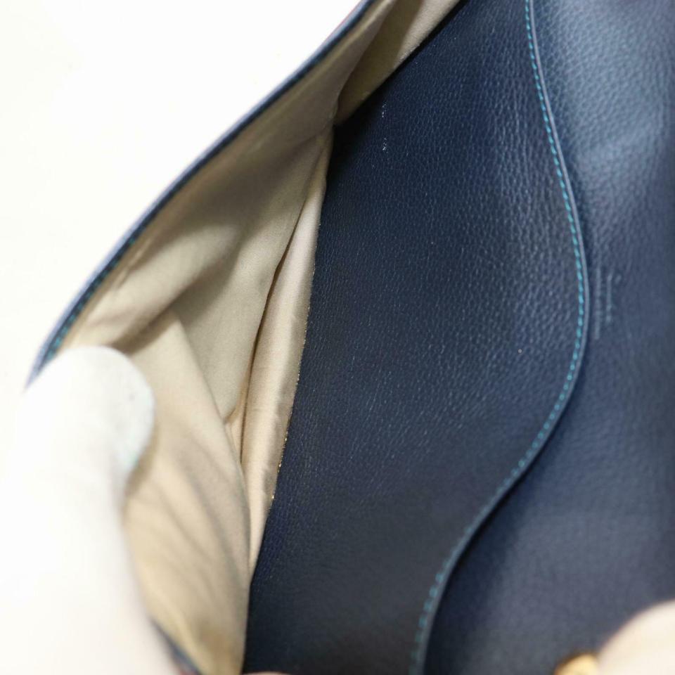 Chloé - Sac à bandoulière en cuir vert à rabat et chaîne tricolore en forme d'enveloppe 871267 4