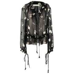 Chloé Floral Fil Coupe Silk-Chiffon Top US 6