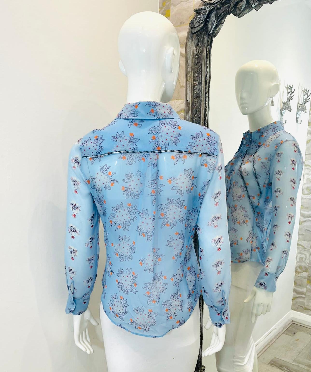 Chloe Floral Silk Shirt In Excellent Condition For Sale In London, GB
