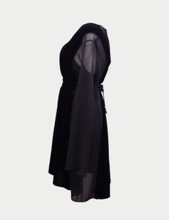 Chloé Black Velvet Mini Dress with Sheer Sleeves - EU 38 / US 8