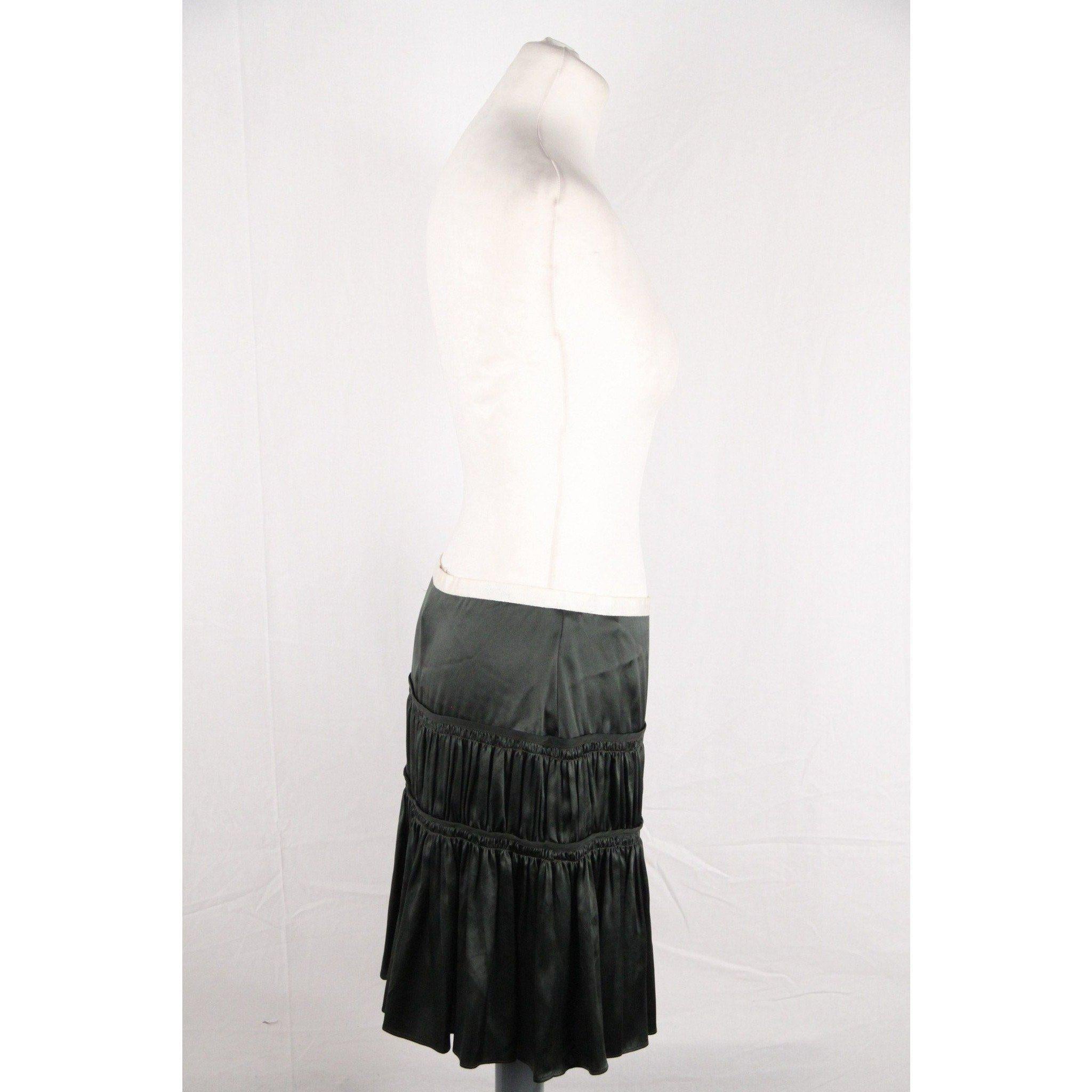Black CHLOE Foreste Green Silk TIERED SKIRT Size 40