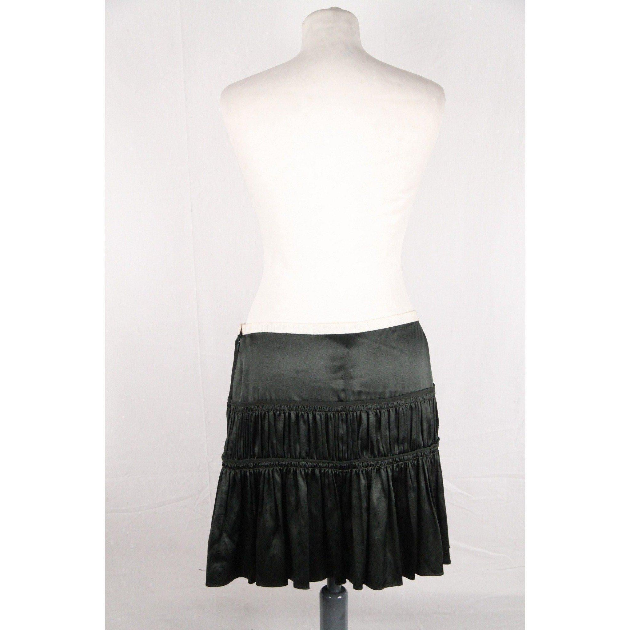 CHLOE Foreste Green Silk TIERED SKIRT Size 40 In Excellent Condition In Rome, Rome