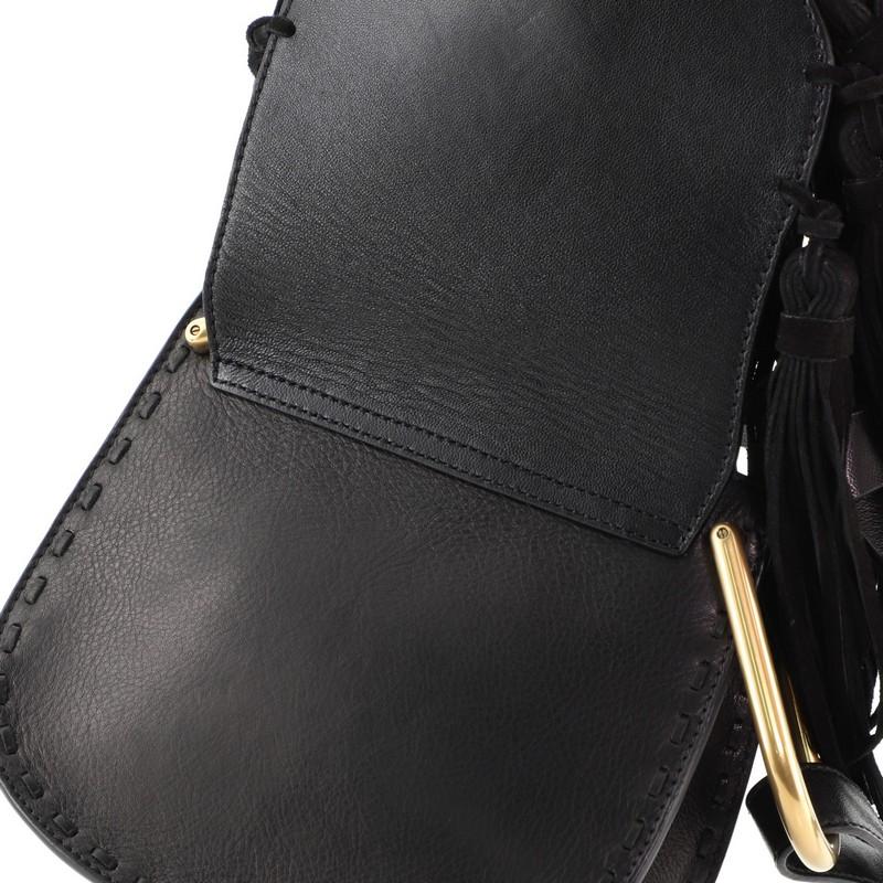 Black Chloe Fringe Tassel Hudson Bag Leather Mini