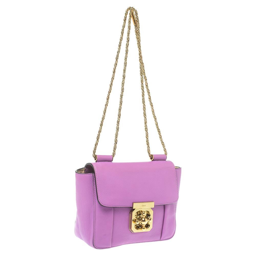 Purple Chloe Fuchsia Leather Small Elsie Shoulder Bag