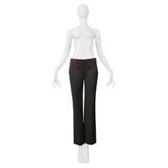 Pantalon gris Stella Mccartney avec détails en perles Chloe Fw 2001