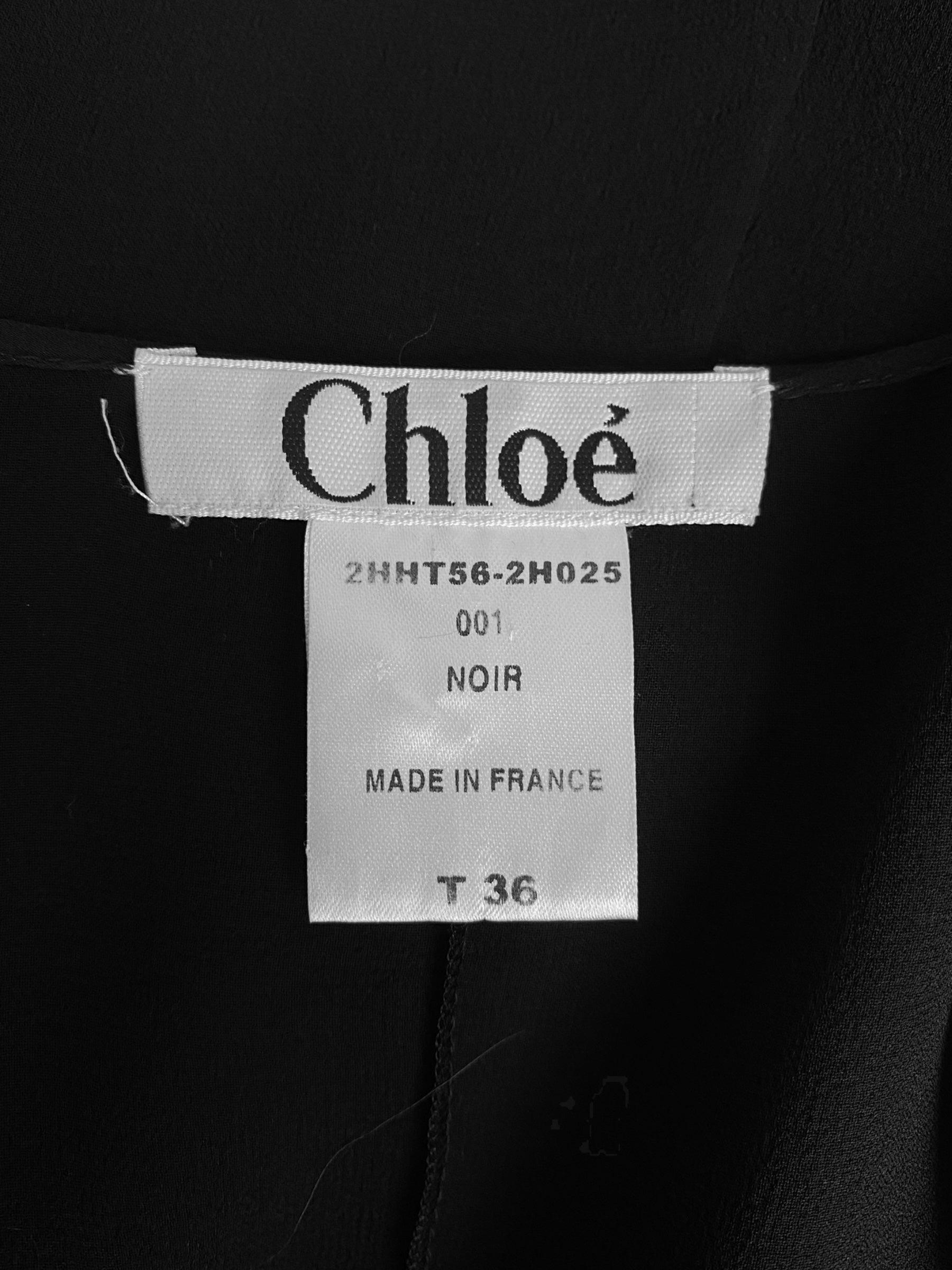 CHLOÉ FW2002 by PHOEBE PHILO BLACK SILK BEADED CAPE SLEEVES TOP For Sale 9