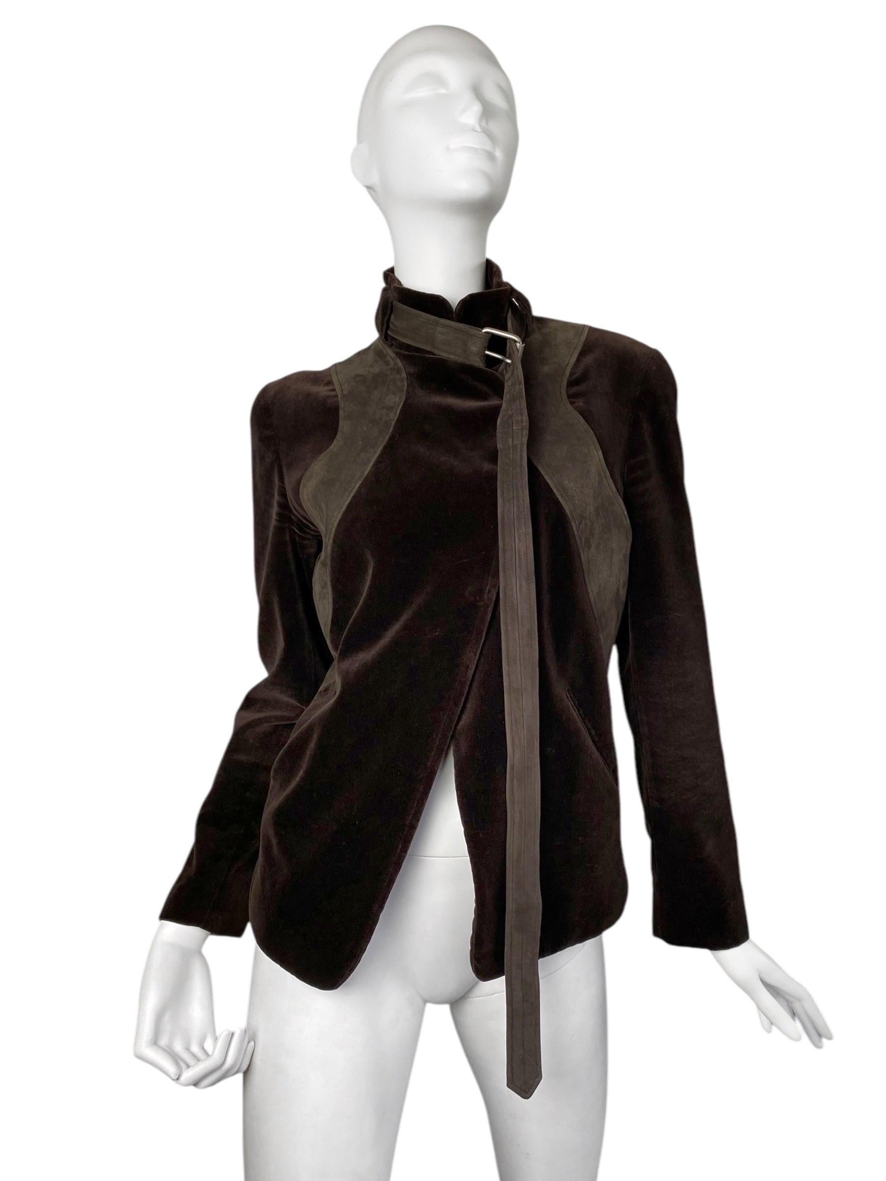 CHLOÉ FW2002 by PHOEBE PHILO BROWN VELVET & LEATHER JACKET 6