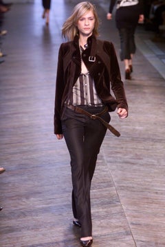 CHLOÉ FW2002 by PHOEBE PHILO BROWN VELVET & LEATHER JACKET