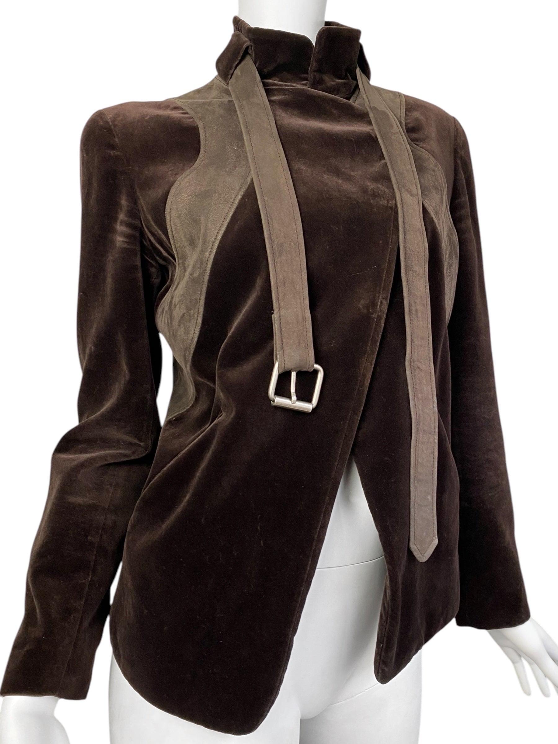 Women's CHLOÉ FW2002 by PHOEBE PHILO BROWN VELVET & LEATHER JACKET