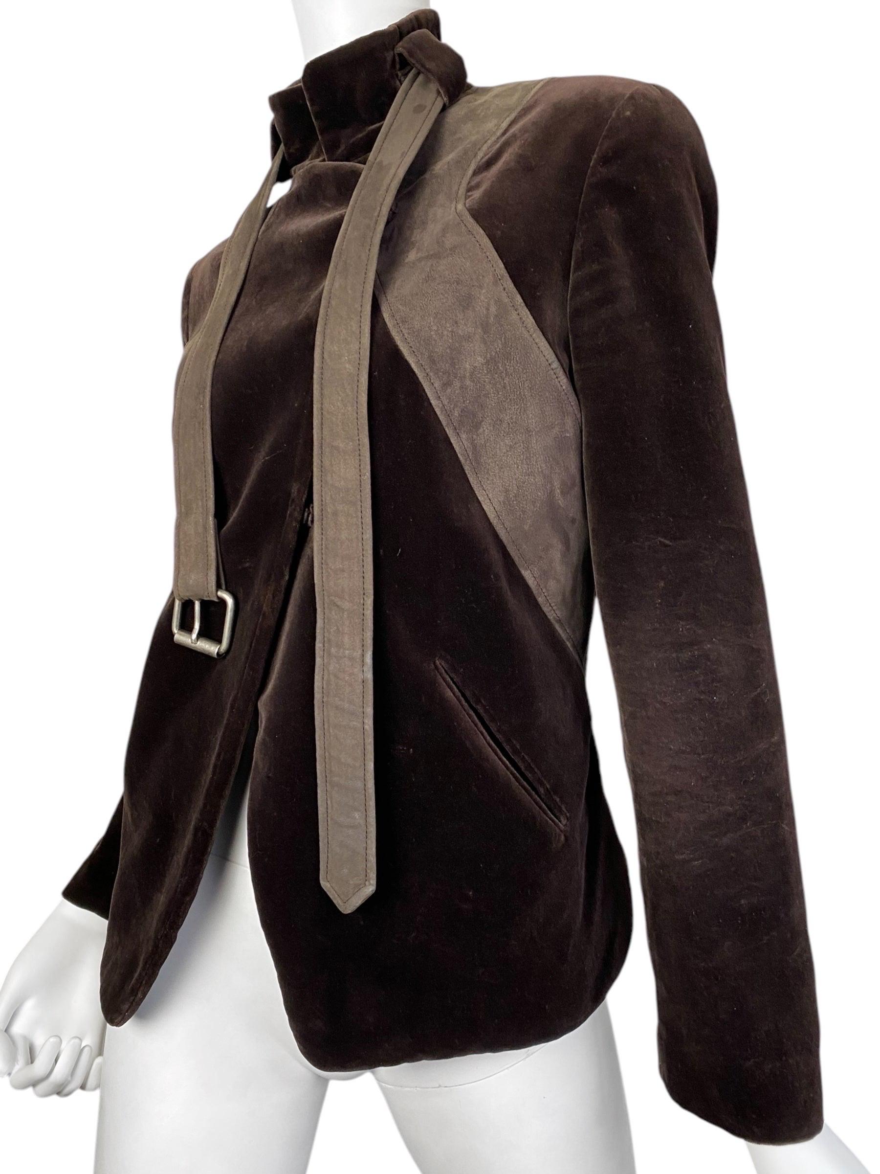 CHLOÉ FW2002 by PHOEBE PHILO BROWN VELVET & LEATHER JACKET 1