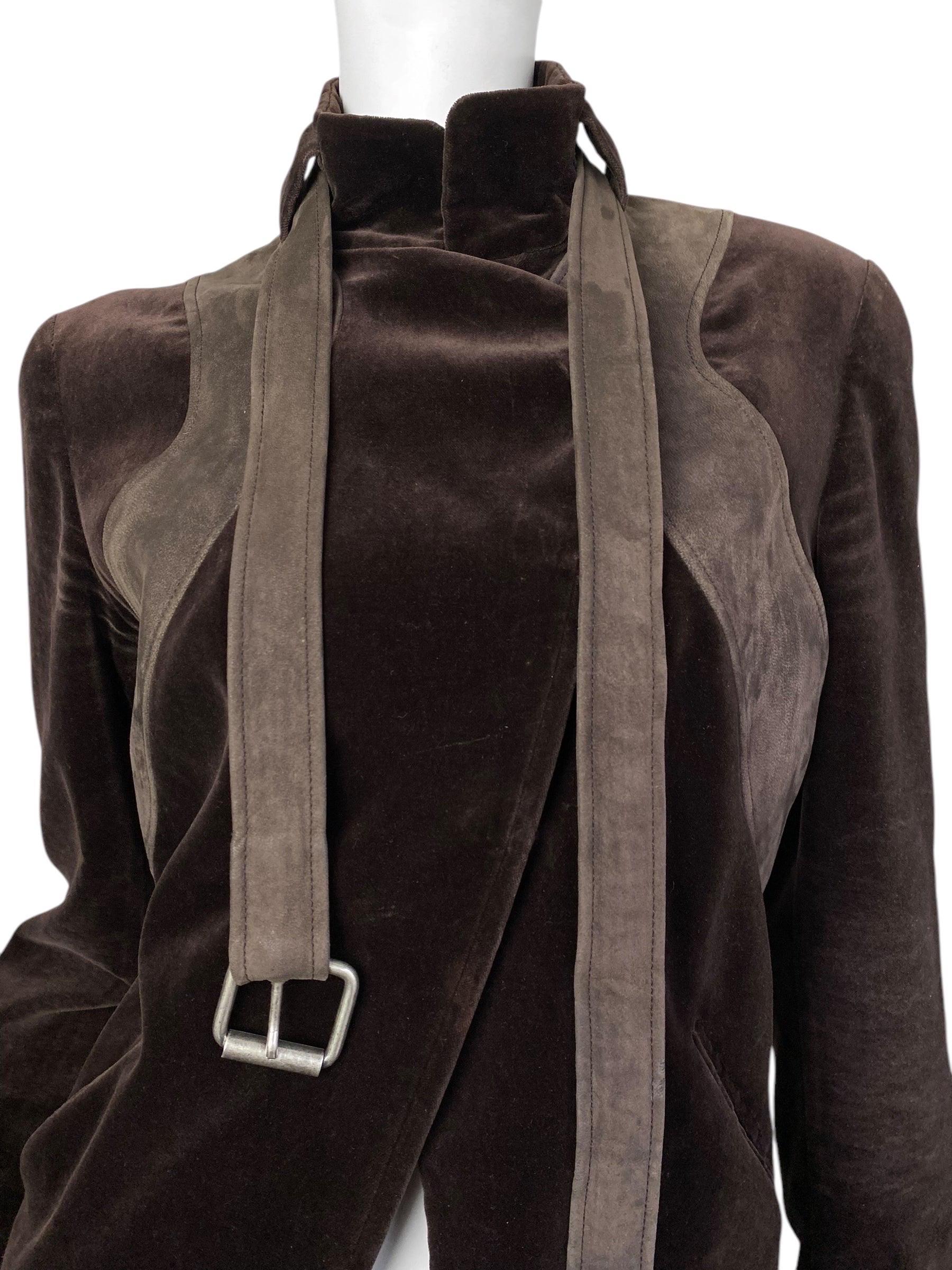 CHLOÉ FW2002 by PHOEBE PHILO BROWN VELVET & LEATHER JACKET 2