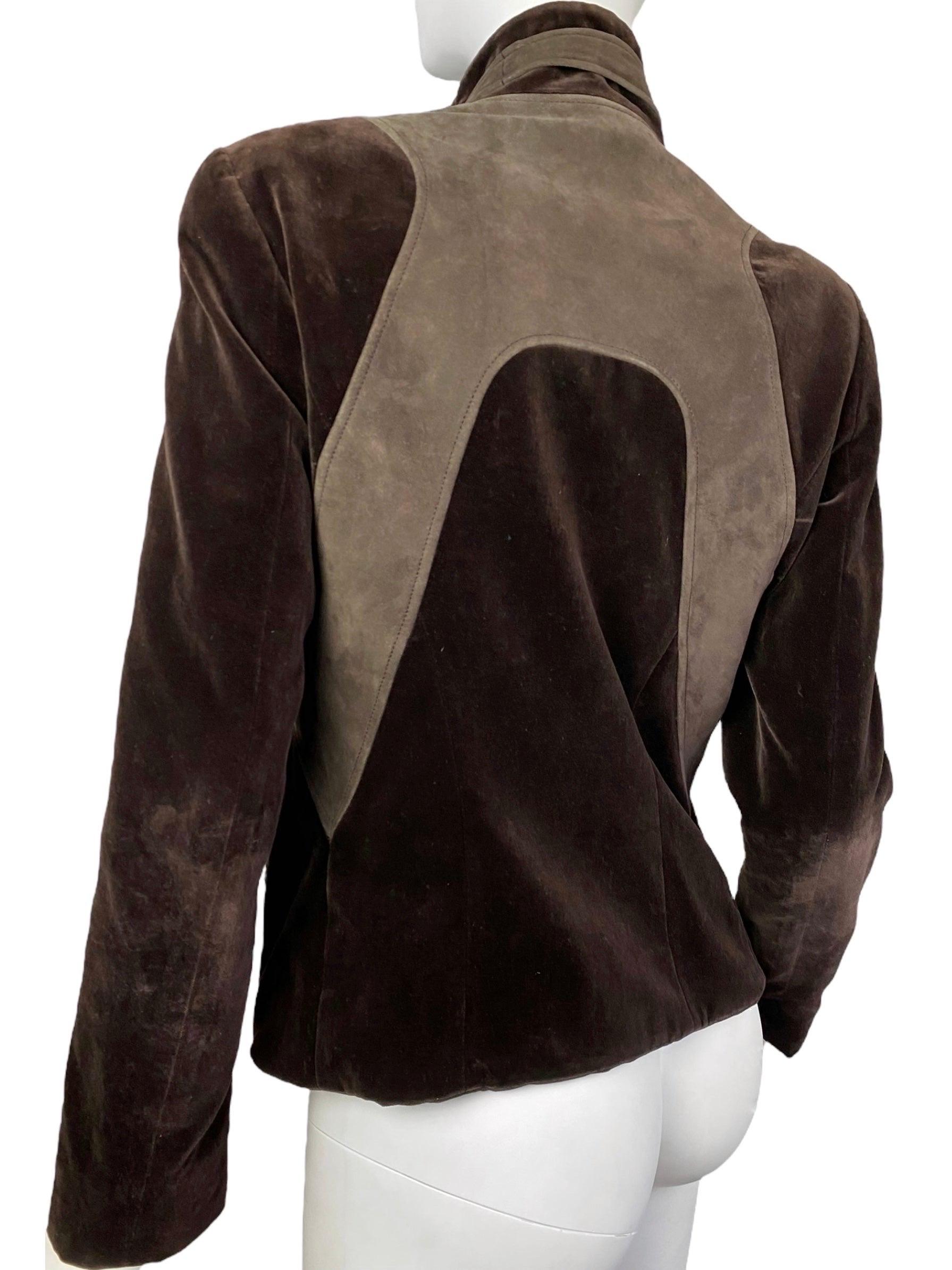 CHLOÉ FW2002 by PHOEBE PHILO BROWN VELVET & LEATHER JACKET 4