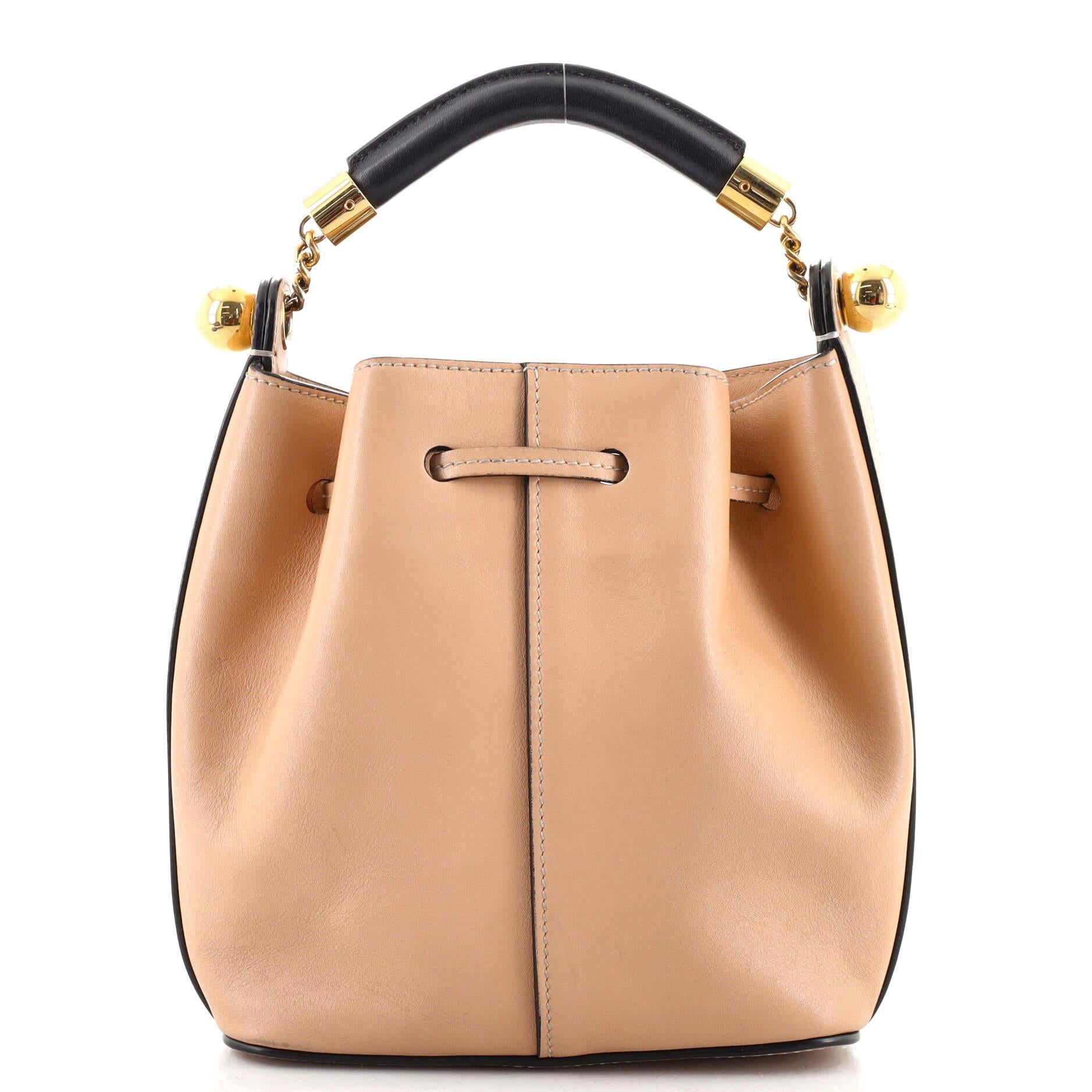 Beige Chloe Gala Bucket Bag Leather Small