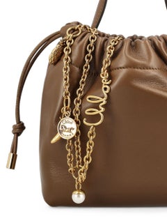 Chloé Bucket-Tasche aus gerafftem Leder – Braun