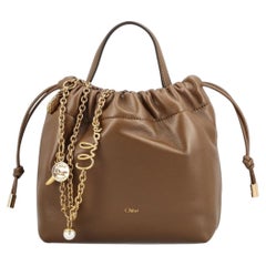 Chloé Bucket-Tasche aus gerafftem Leder – Braun