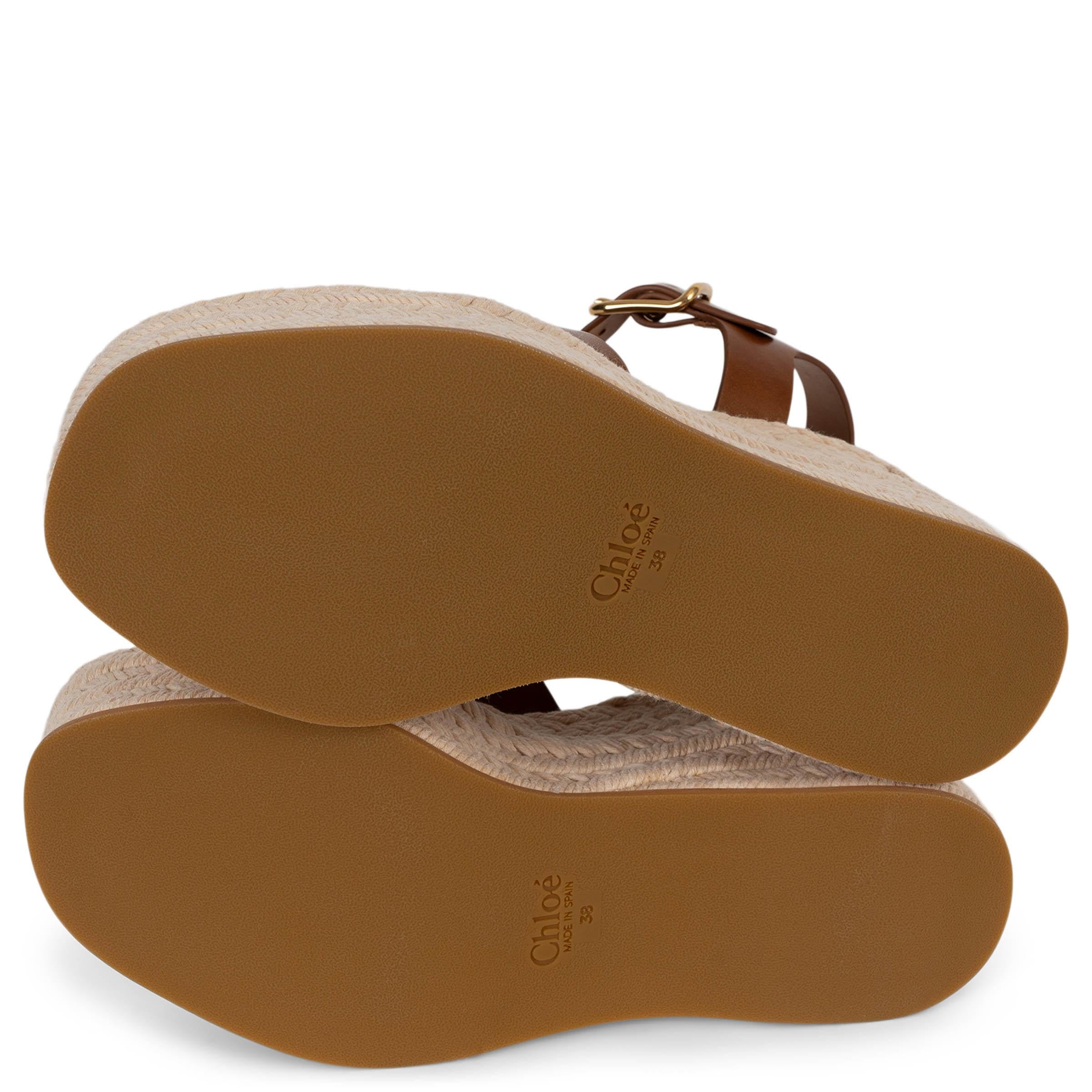 CHLOE Ginger Brown cuero 2025 ISLA ESPADRILLE WEDGE Sandalias Zapatos 38 en venta 4