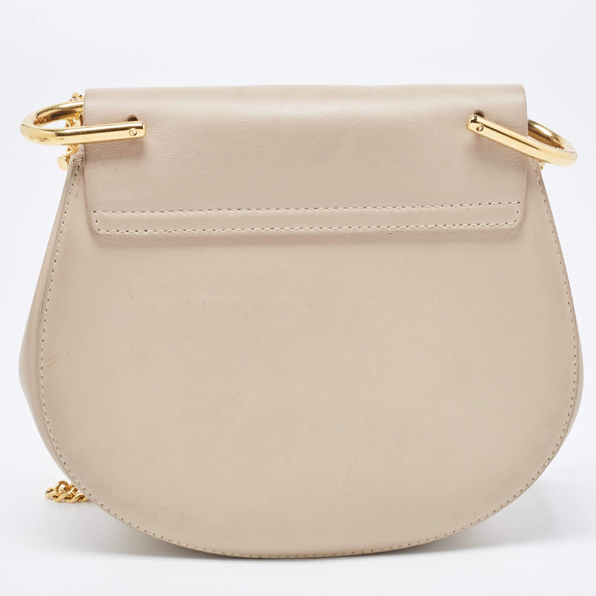 Women's Chloe Gold/Beige Leather Small Drew Shoulder Bag