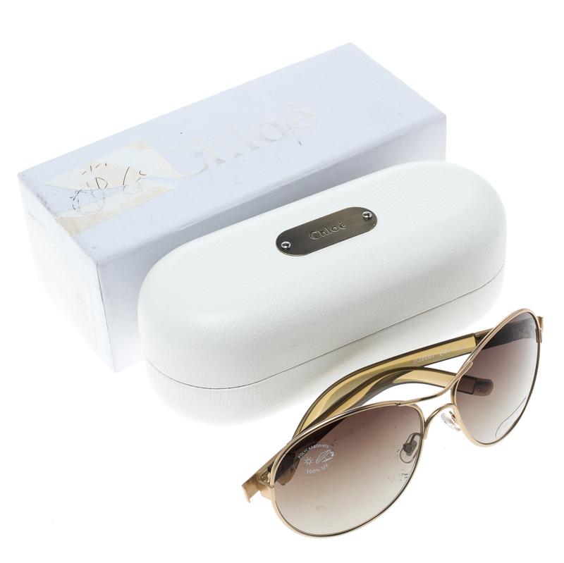 chloe gold tone aviator sunglasses
