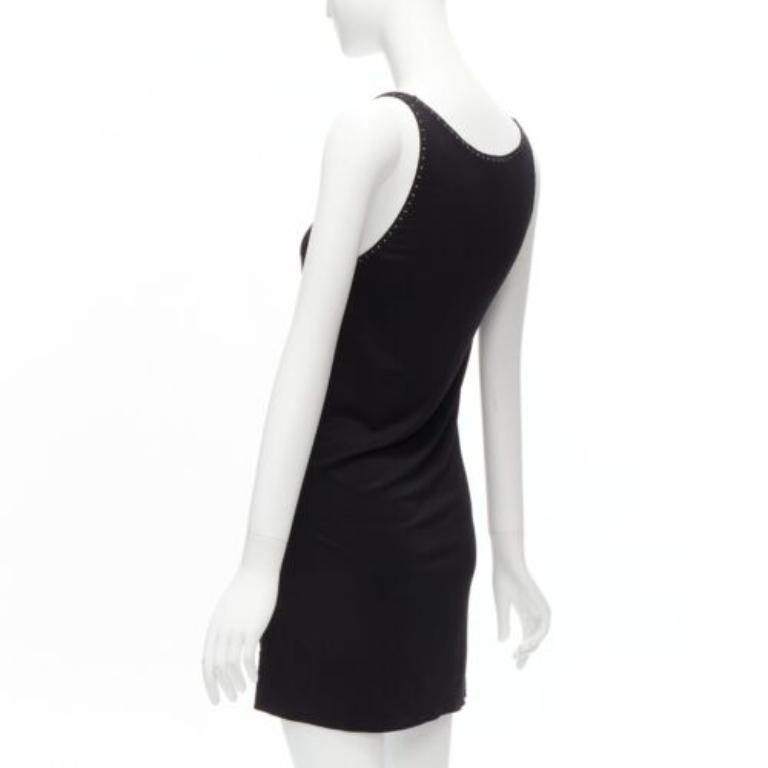 CHLOE gold foil logo black topstitch detail rock chic tank top dress S For Sale 1