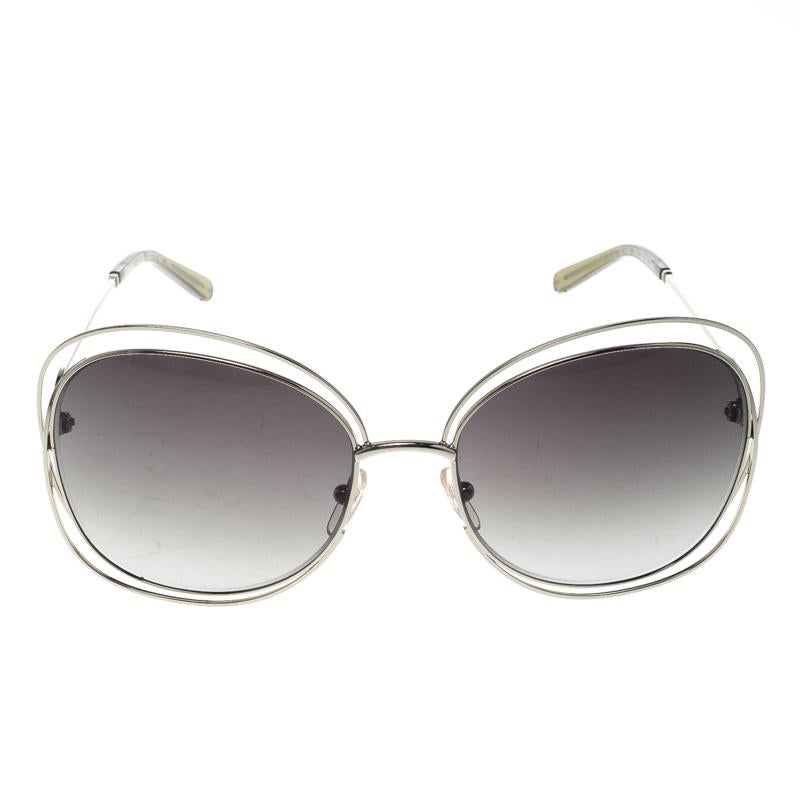 This pair of sunglasses from Chloe is in tune with the easy, effortless style the brand is known for. The gradient lenses that are made in Italy come enclosed in double rimmed frames and held by slim temples engraved with the brand's