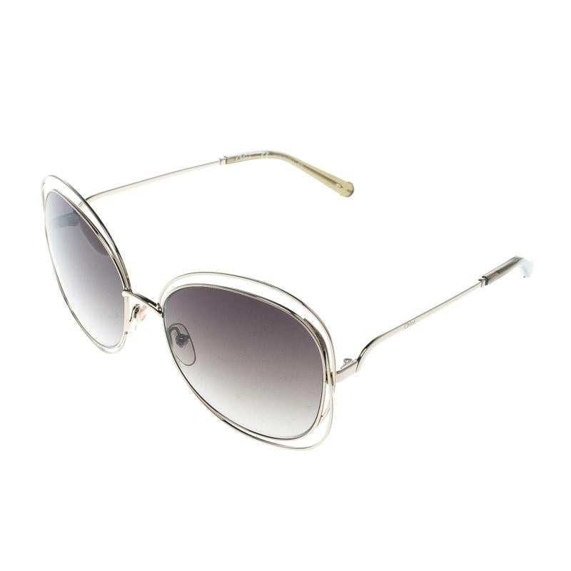 Gray Chloe Gold/Green Gradient CE119S Round Oversized Sunglasses