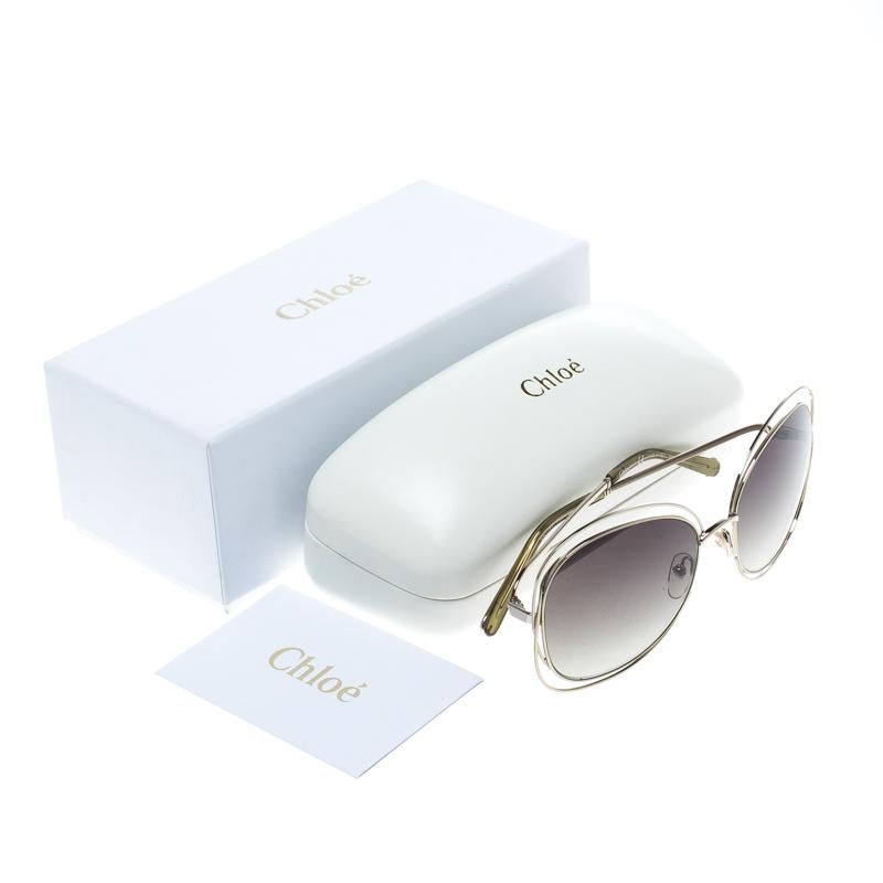 Chloe Gold/Green Gradient CE119S Round Oversized Sunglasses In Good Condition In Dubai, Al Qouz 2