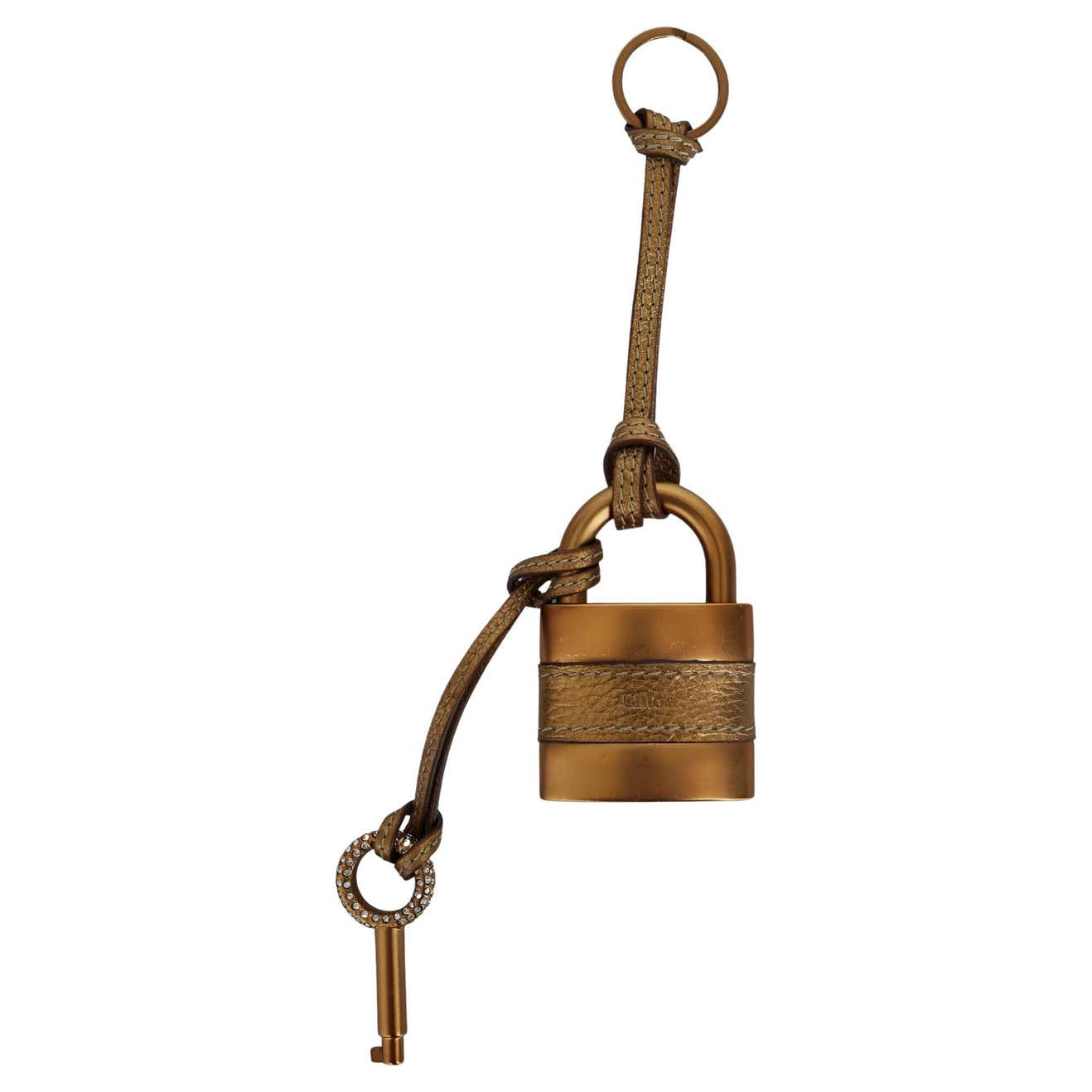 Chloe Gold Key And Padlock Keychain For Sale at 1stDibs