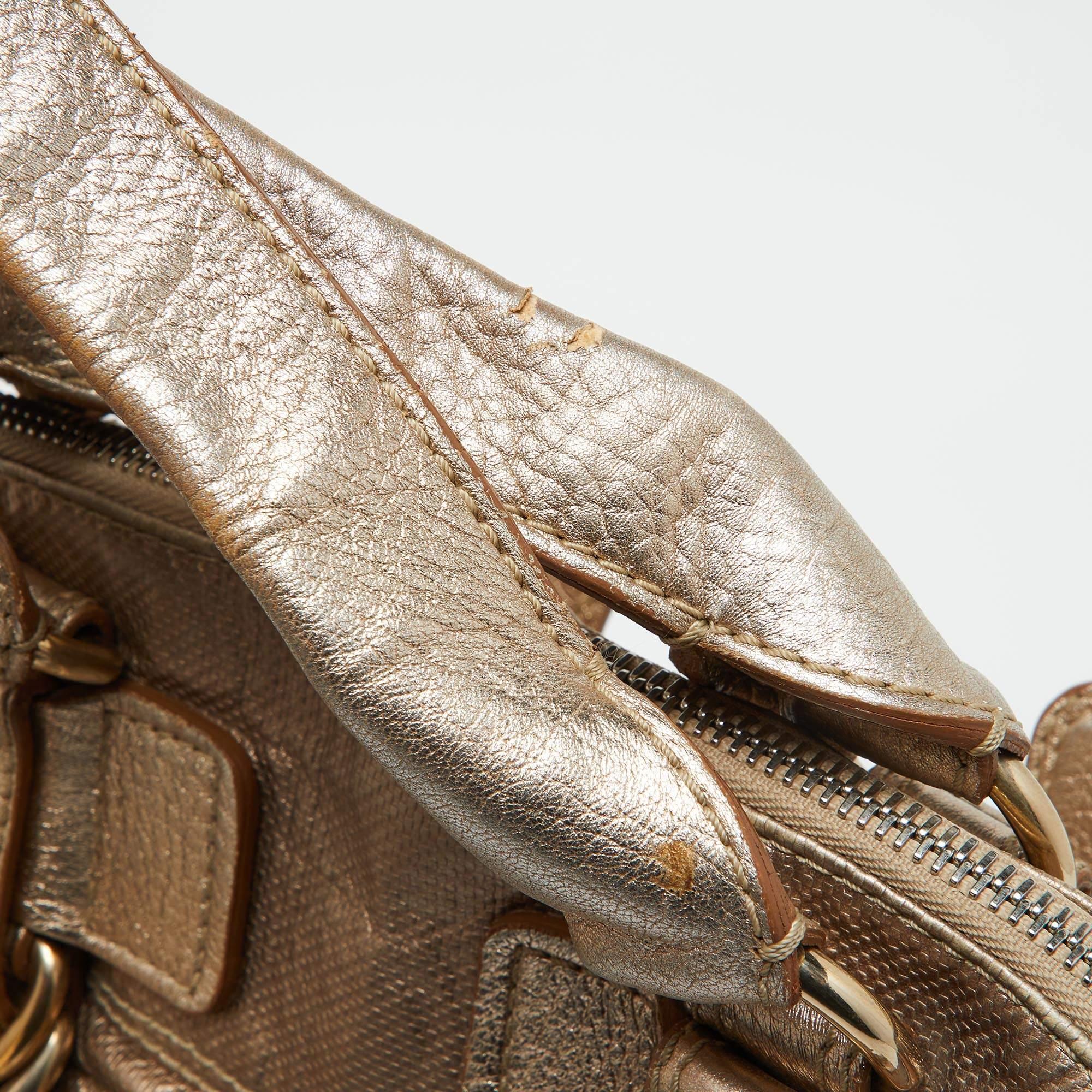 Chloe Gold Leather Front Pocket Satchel 1