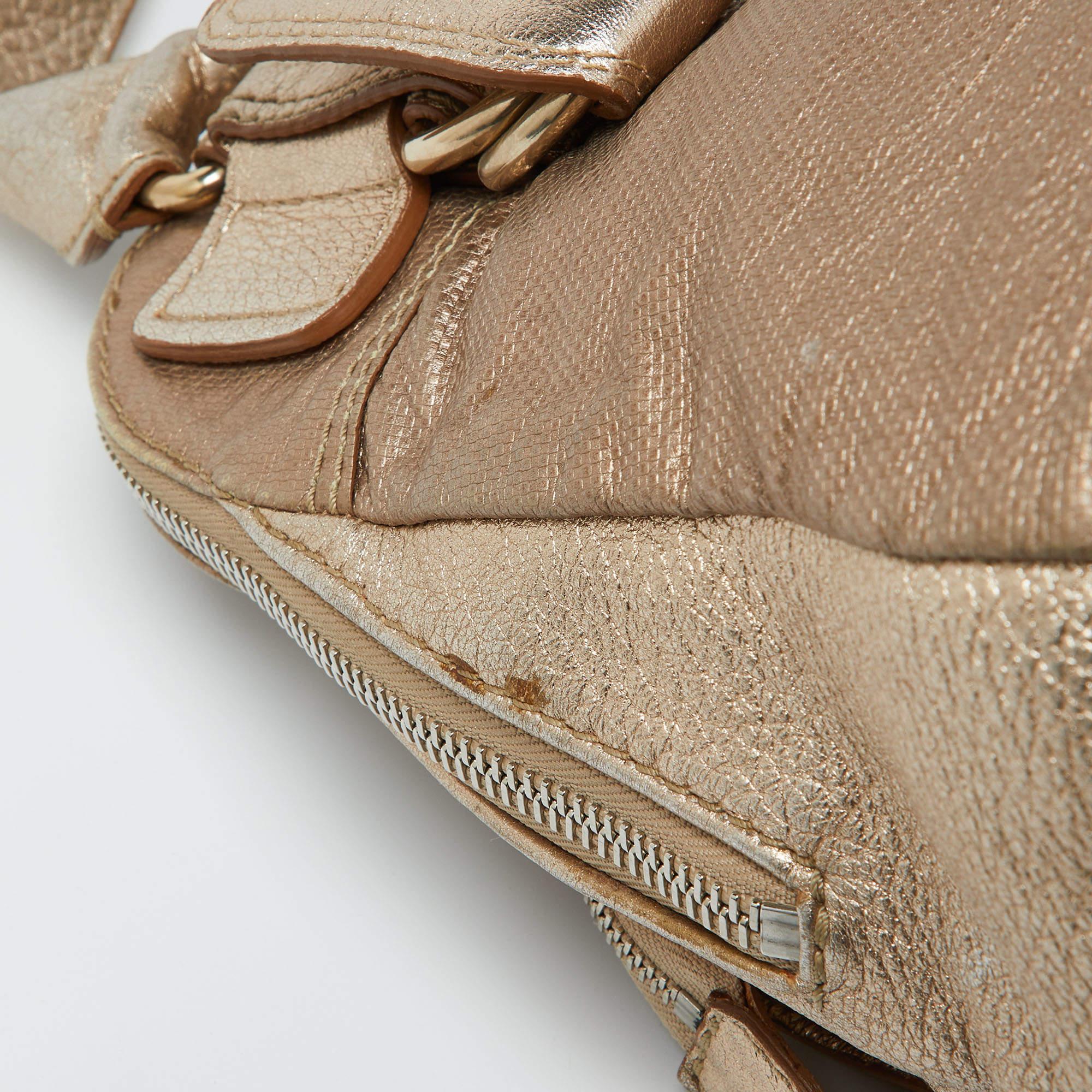 Chloe Gold Leather Front Pocket Satchel 2