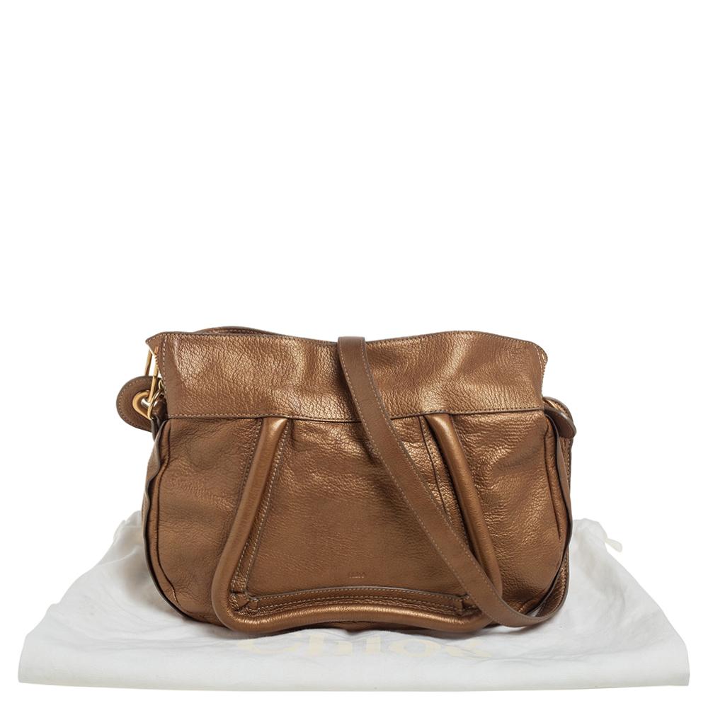 Chloe Gold Leather Paraty Shoulder Bag 6