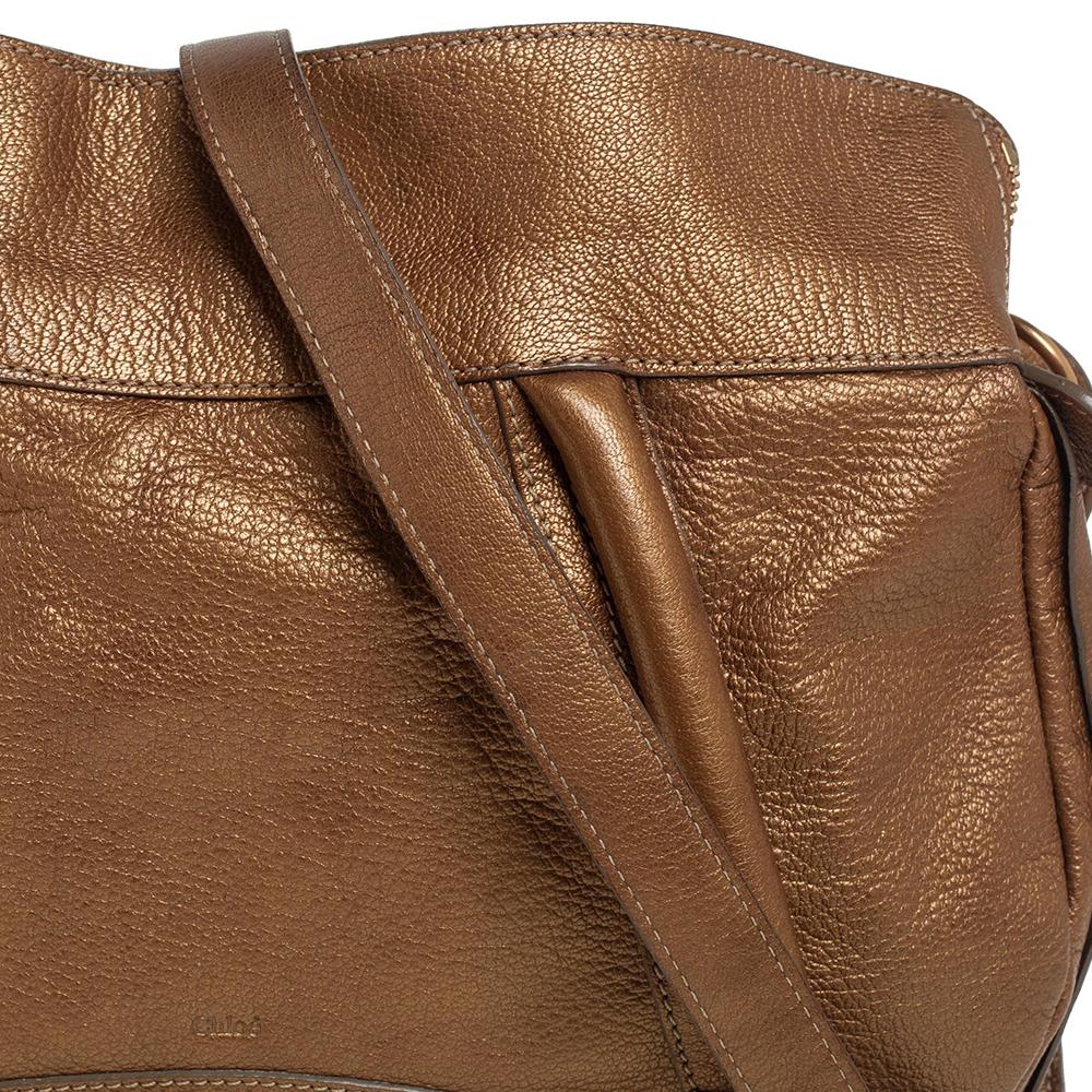 Chloe Gold Leather Paraty Shoulder Bag 3