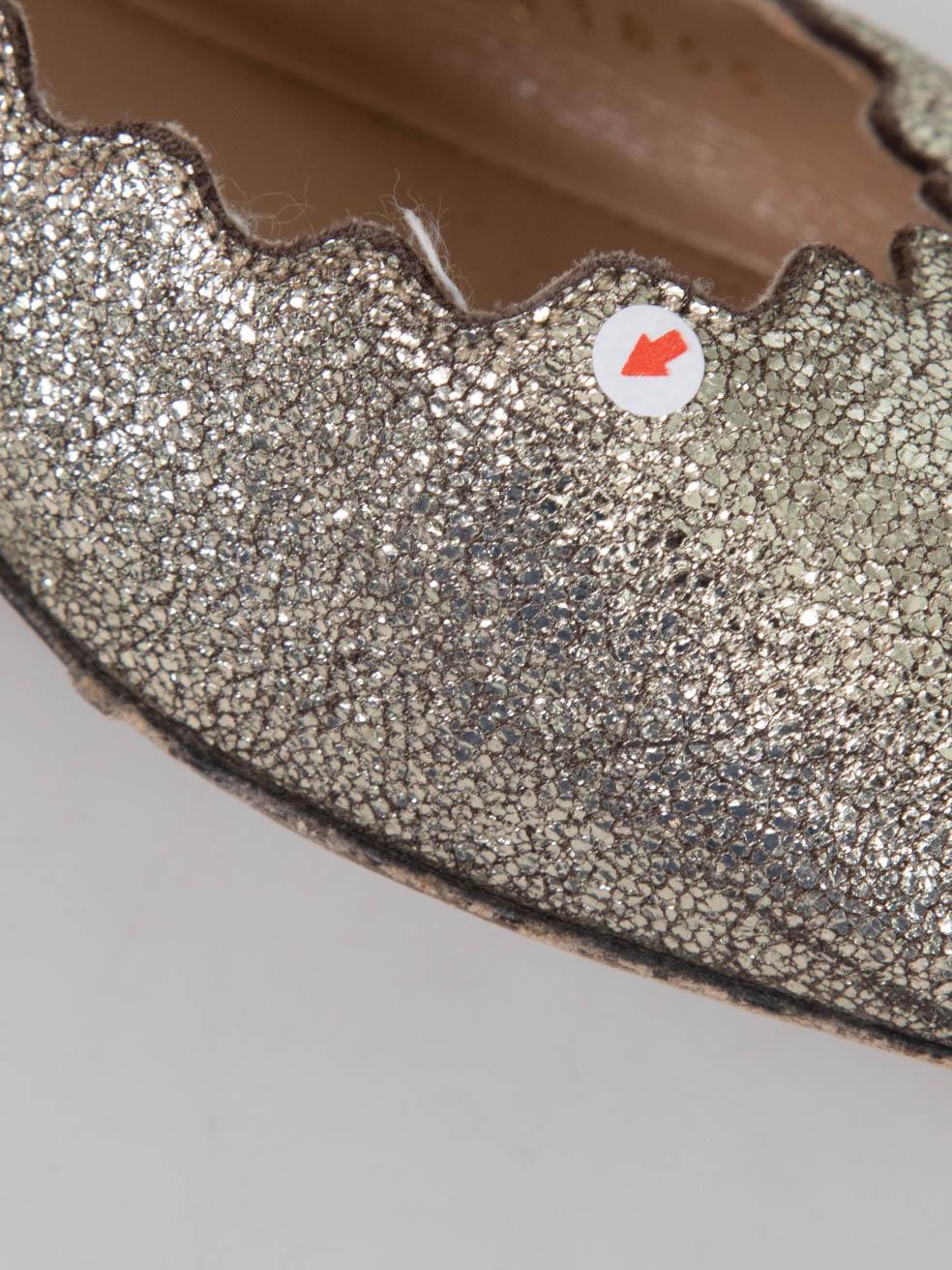 Chloé Gold Metallic Ballet Flats Size IT 37 en vente 5