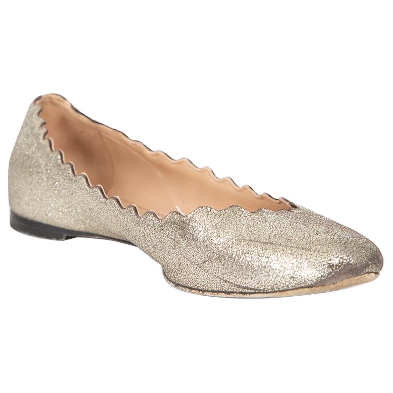 Chloé Gold Metallic Ballet Flats Size IT 37