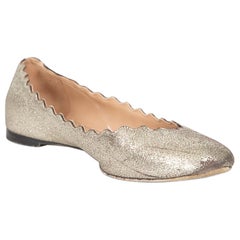 Chloé Gold Metallic Ballet Flats Size IT 37