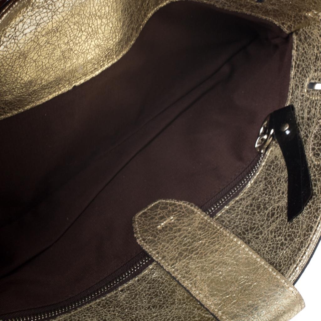 Women's Chloe Gold Metallic Textured Leather Clutch