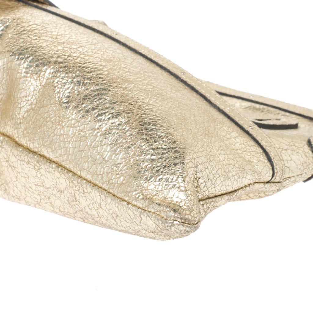 Chloe Gold Metallic Textured Leather Clutch 1