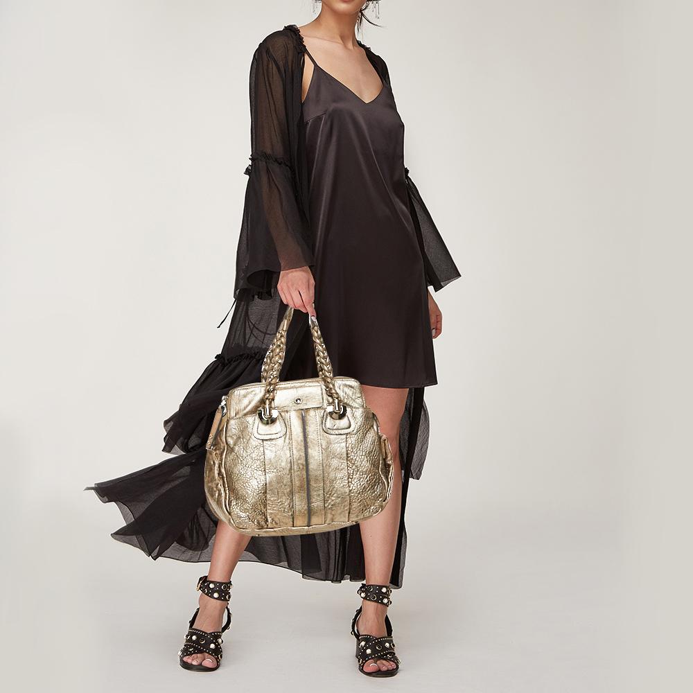Marrone Chloe Borsa Heloise in pelle testurizzata oro