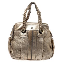 Chloe Gold Textured Leather Heloise Satchel