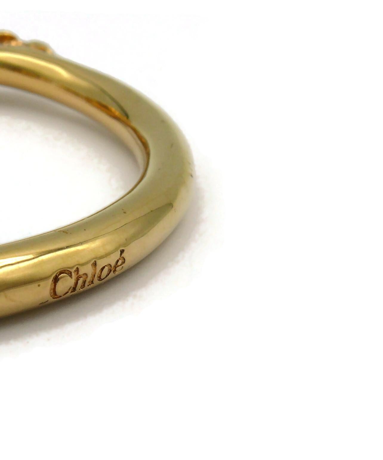 CHLOE Gold Tone Double Horse Head Bangle Bracelet 3