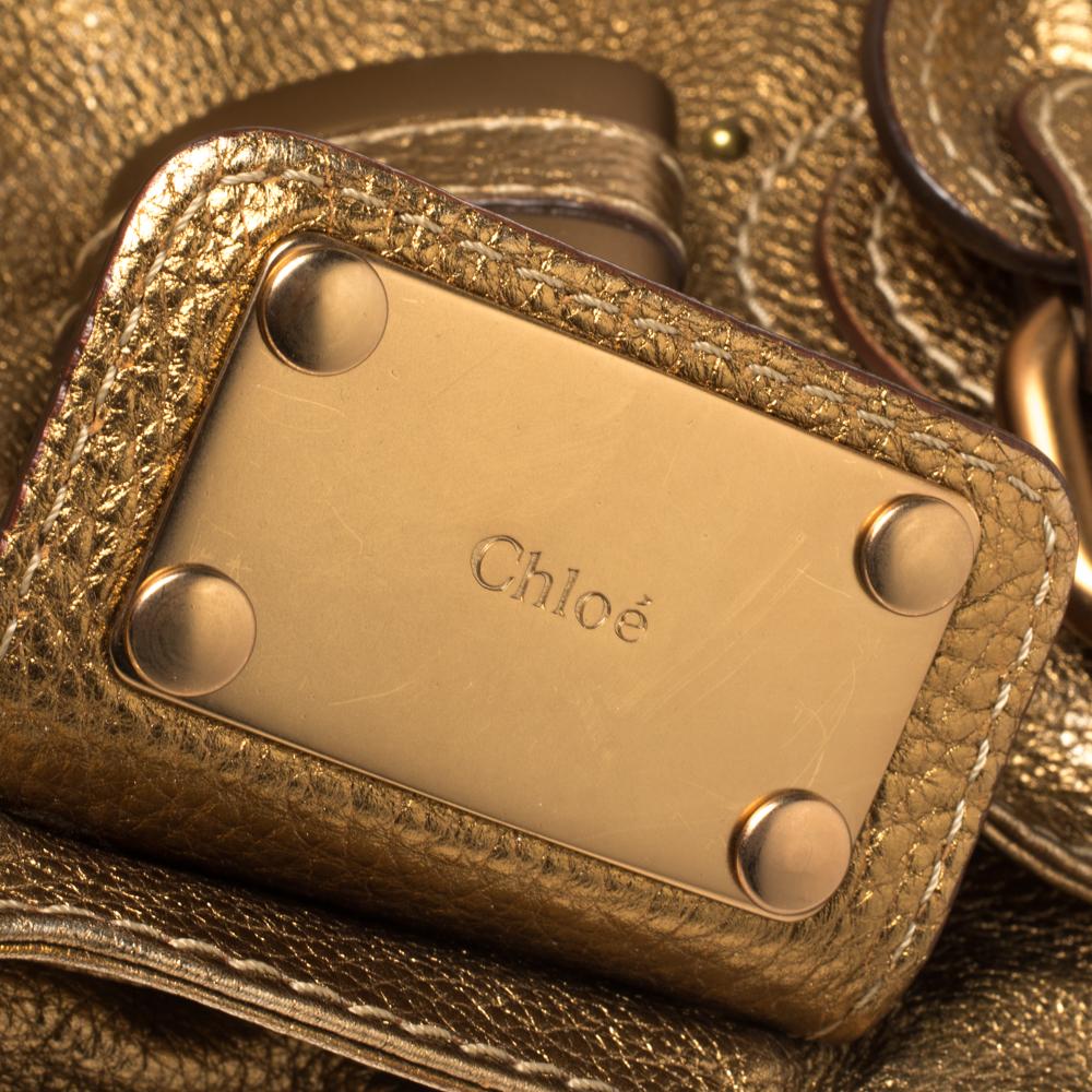 Chloe Golden Brown Grained Leather Medium Paddington Satchel 4