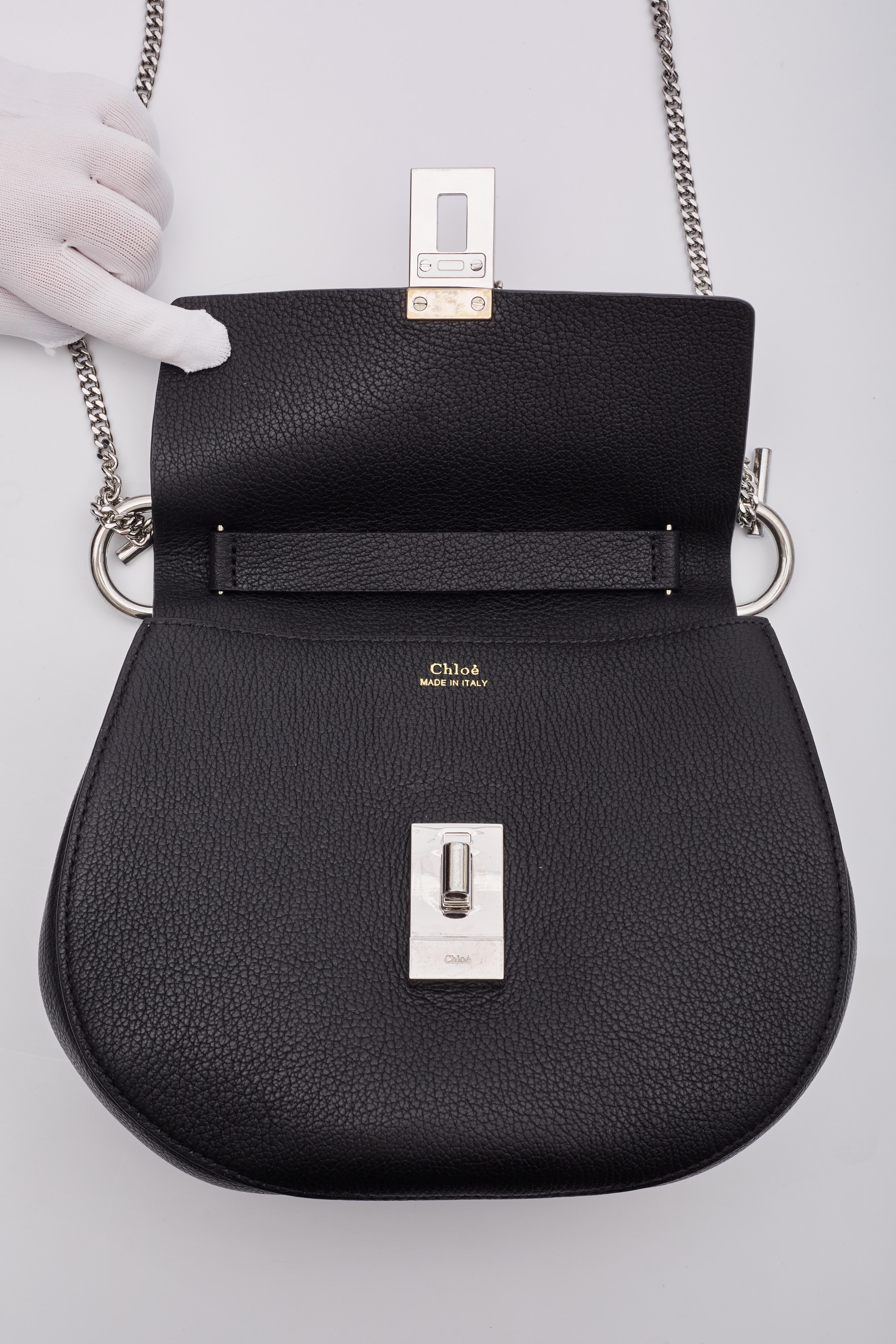 Chloe Grained Calfskin Drew Shoulder Bag Black For Sale 5