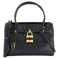 Chloé Grained Leather Padlock Top Handle Bag — Black